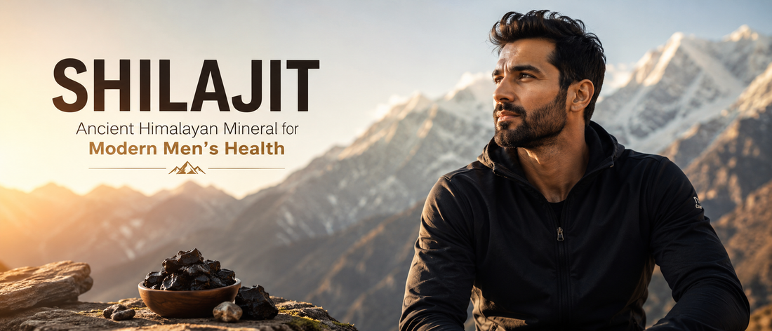Healthy Indian man demonstrating the benefits of Himalayan Shilajit for men's energy, vitality, stamina and overall wellness