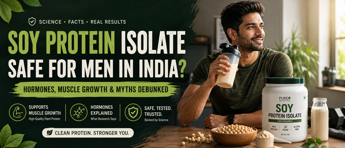 Soy protein isolate safe for men India Indian man preparing a post-workout protein shake