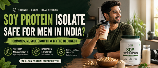 Soy protein isolate safe for men India Indian man preparing a post-workout protein shake