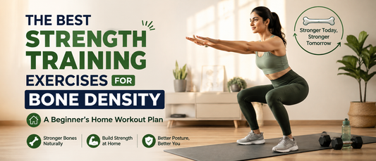 Strength training exercises for bone density performed by an Indian woman during a beginner home workout