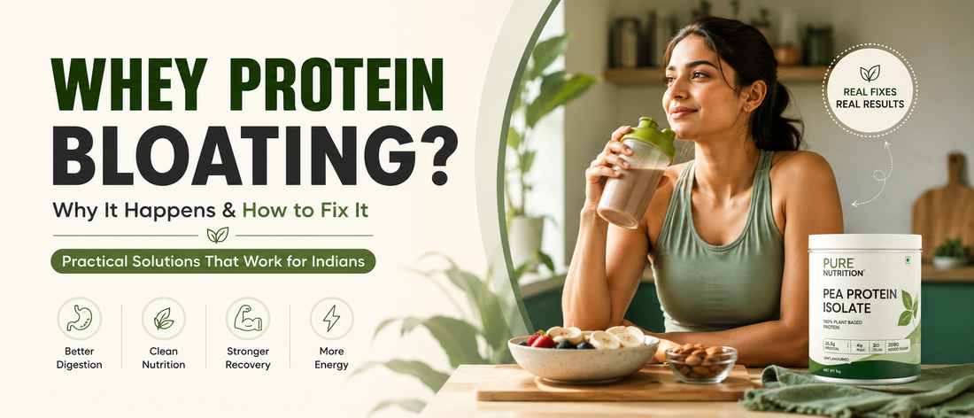 Indian adult enjoying a protein-rich breakfast after solving whey protein bloating issues.