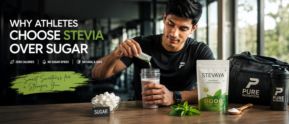 Indian athlete using stevia instead of sugar in post workout drink
