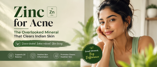Indian woman with healthy skin illustrating zinc supplement acne support and skin wellness.