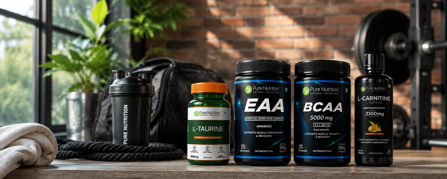 Pure Nutrition amino acid supplements with EAA, BCAA, L-Taurine and L-Carnitine