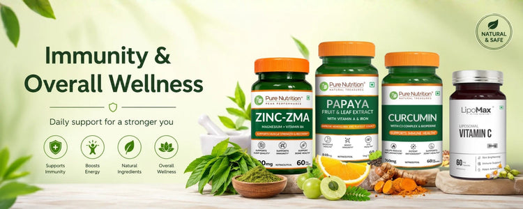 Immunity and overall wellness supplements including zinc, vitamin C, curcumin and quercetin