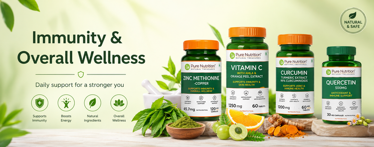 Immunity and overall wellness supplements including zinc, vitamin C, curcumin and quercetin
