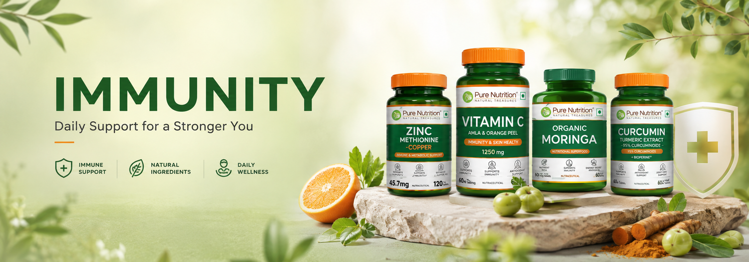 Immunity supplements for daily immune support featuring vitamin C, zinc, moringa and curcumin