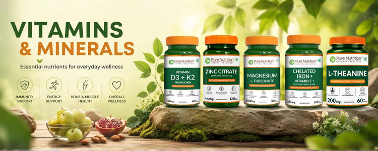 Vitamins and minerals supplements collection by Pure Nutrition