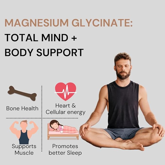 Magnesium Glycinate + Zinc - 120 Veg Tablets | Boosts Bone, Muscle & Nerve Health | Enhances Relaxation & Sleep Quality | Relieves Period Cramps & Supports Stress Management | Gentle on Stomach