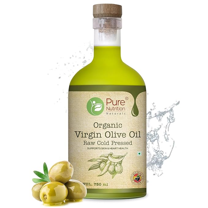 Organic Virgin Edible Olive Oil - 750ml Ideal for Salads, Garnishing, and Skin & Hair Care