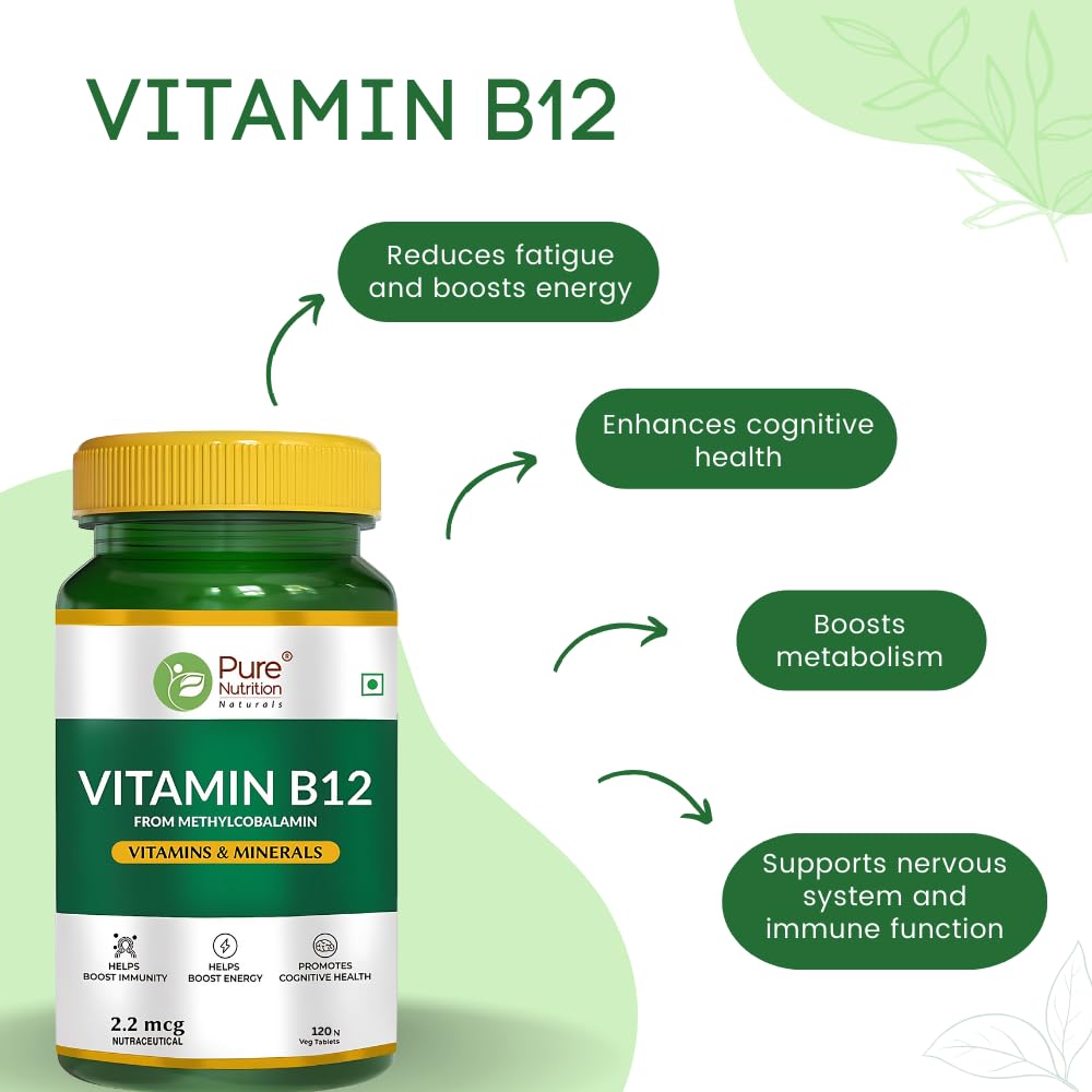 Vitamin B12 from Methylcobalamin - 120 Vegetarian Tablets | Supports Energy and Overall Wellness for Men and Women