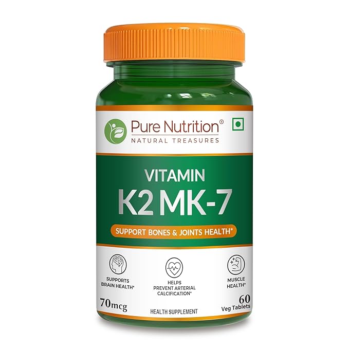 Vitamin K2 MK-7 - 60 Veg Tablets | Supports Bone Health, Heart Function, and Calcium Absorption | Daily Dietary Supplement for Men & Women