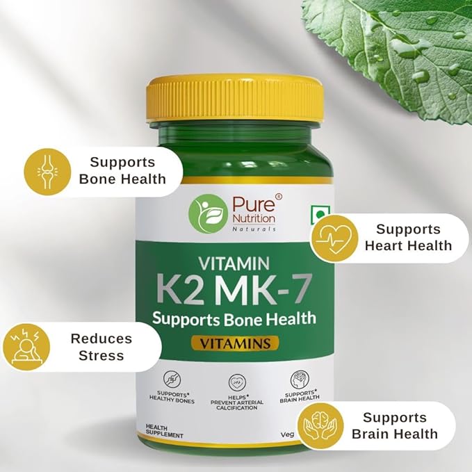 Vitamin K2 MK-7 - 60 Veg Tablets | Supports Bone Health, Heart Function, and Calcium Absorption | Daily Dietary Supplement for Men & Women