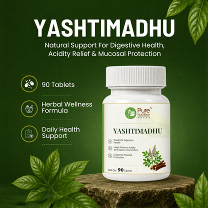 Pure Nutrition Yashtimadhu Tablets | Licorice Root Herbal Support for Digestive & Respiratory Wellness | Ayurvedic Supplement 