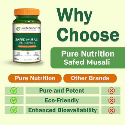 Pure Nutrition Safed Musli – 60 Veg Tablets