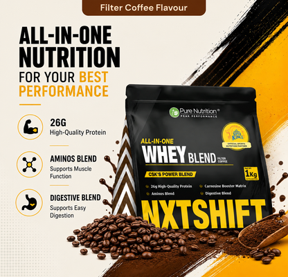 NXTShift All-in-One Whey Protein Blend  26g Protein | 1kg | Complete Formula