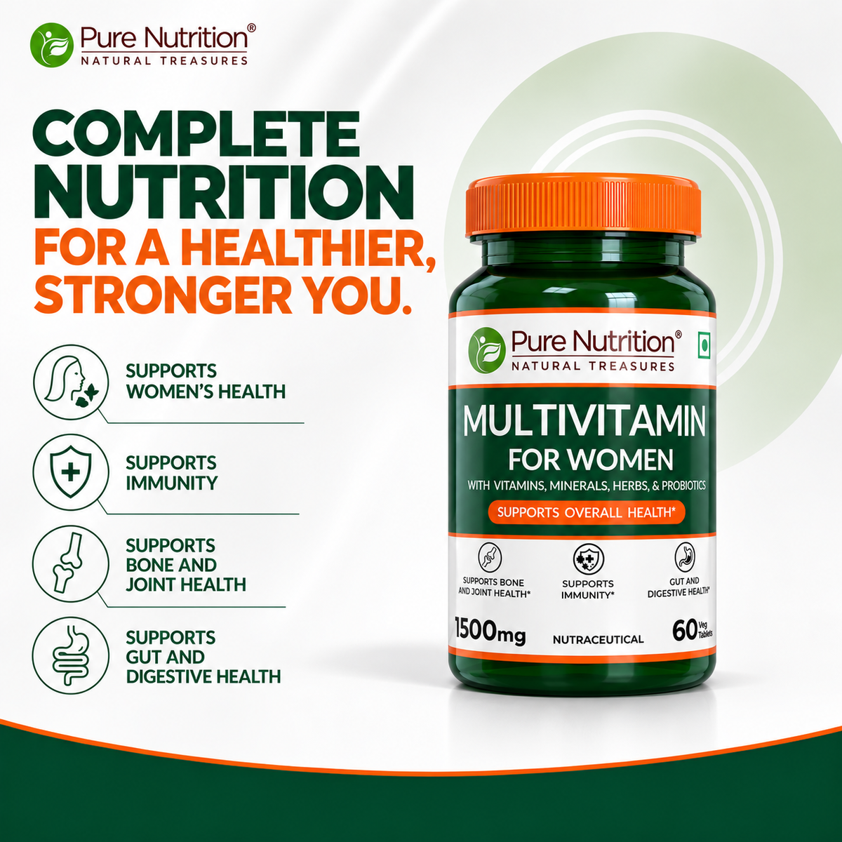 Multivitamin Tablets for Women | 37+ Nutrients for Overall Health | 60 veg Tablets