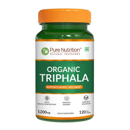 Organic Triphala 1200mg | Amla, Haritaki & Bibhitaki | Herbal Wellness Supplement | 120 Vegetarian Tablets