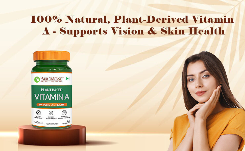 Plant Based Vitamin A - 60 Veg Capsules | Supports Eye Health, Immunity, and Antioxidant Defense