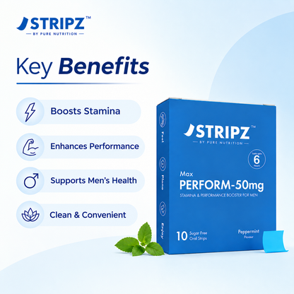 Stripz Max Perform-50mg Oral Thin Strips | Peppermint Flavour