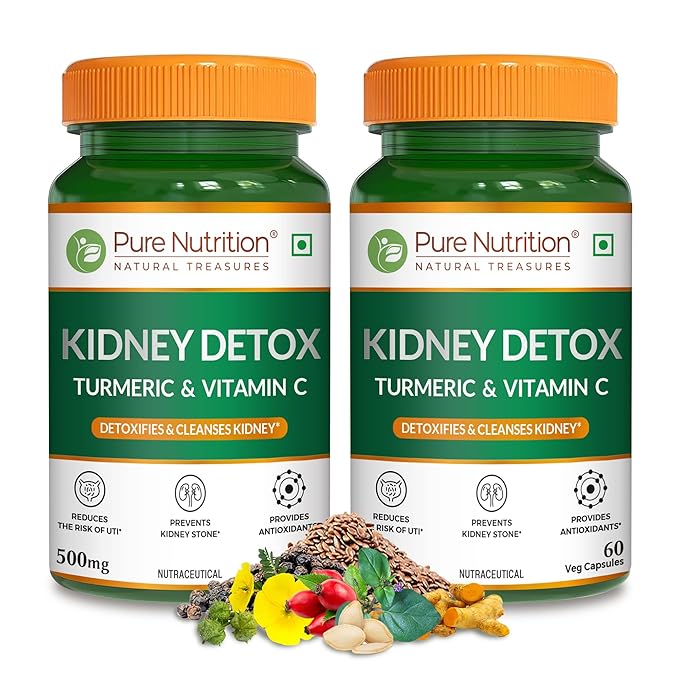 Kidney Wellness Supplement, 60 Veg Capsules | Turmeric & Vitamin C for Detox & Hydration