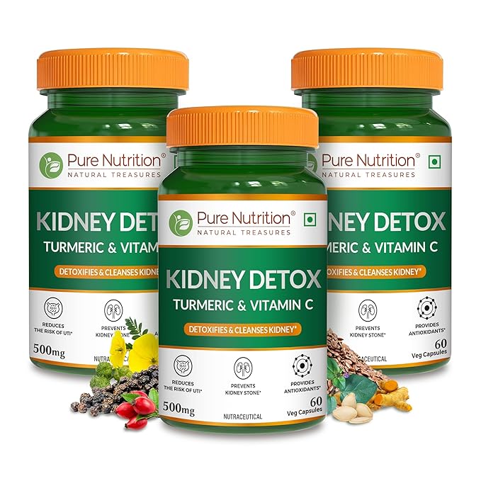 Kidney Wellness Supplement, 60 Veg Capsules | Turmeric & Vitamin C for Detox & Hydration