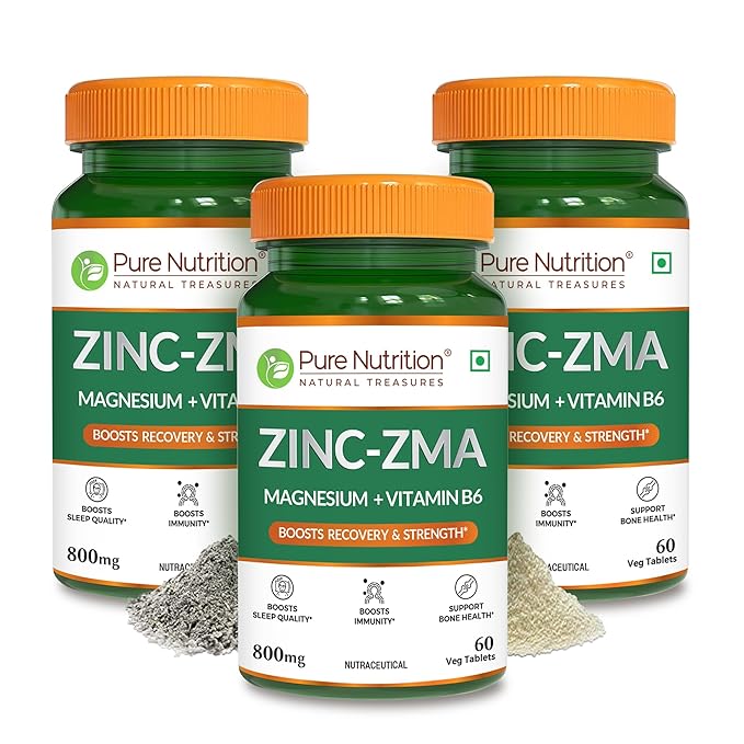 Zinc ZMA - 60 Veg Tablets | 800mg With Zinc Magnesium Aspartate & Vitamin B6