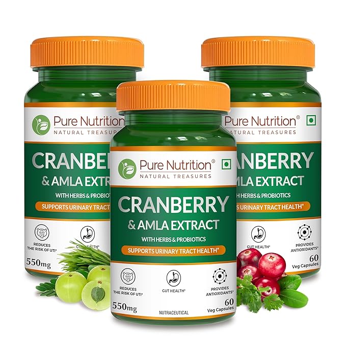 Cranberry and Amla Extract Capsules with Herbs & Probiotics – 60 Veg Capsules