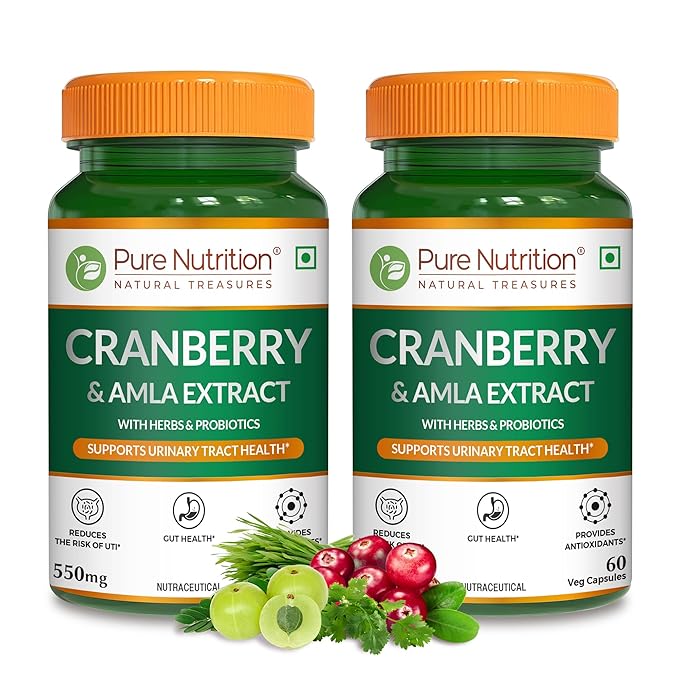 Cranberry and Amla Extract Capsules with Herbs & Probiotics – 60 Veg Capsules