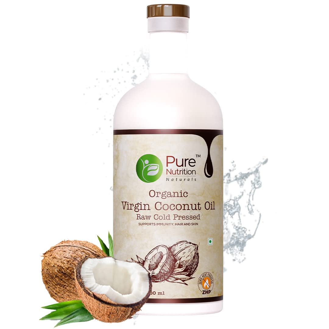 Organic Cold Pressed Virgin Coconut Oil 500ml Glass Bottle, 100% Pure & Unrefined Cooking Oil | Good for Hair Growth & Skin | Reduce Hair-fall, Ideal for Baby & Infant Massage