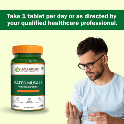 Pure Nutrition Safed Musli – 60 Veg Tablets