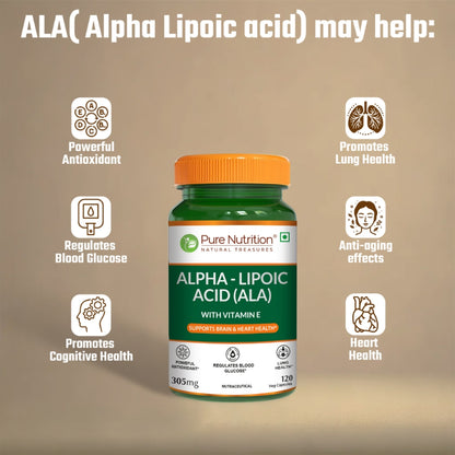 Alpha Lipoic Acid (ALA) 300 mg with Vitamin E | 120 Veg Capsules