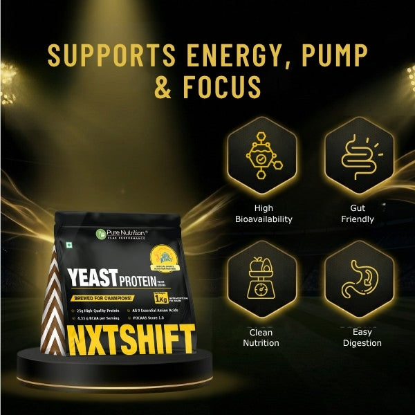 Pure Nutrition NXTShift Yeast Protein Powder 1kg | Plant-Based Protein with Essential Amino Acids