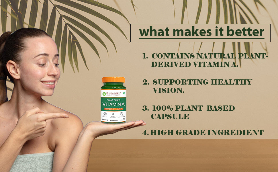 Plant Based Vitamin A - 60 Veg Capsules | Supports Eye Health, Immunity, and Antioxidant Defense