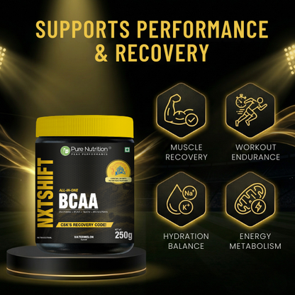 Peak Performance All-in-One BCAA Powder | 2:1:1 BCAA + Electrolytes + Taurine + Micronutrients | Watermelon Flavour| Orange Flavour| 250 g