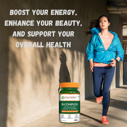 Pure Nutrition B-Complex – 100% RDA of B Vitamins | Energy & Immunity Support | 120 Veg Tablets