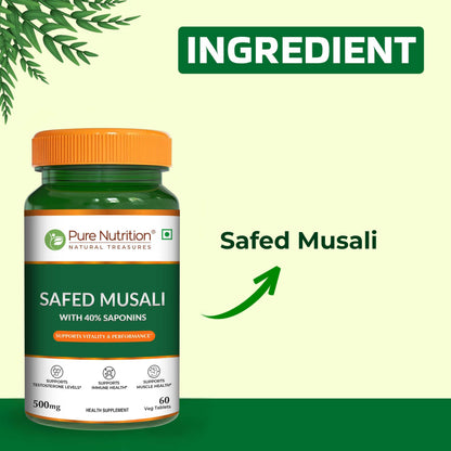 Pure Nutrition Safed Musli – 60 Veg Tablets
