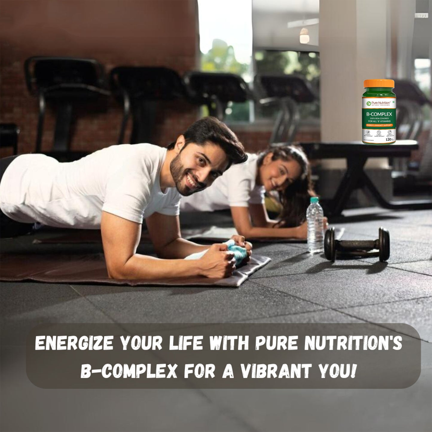 Pure Nutrition B-Complex – 100% RDA of B Vitamins | Energy & Immunity Support | 120 Veg Tablets