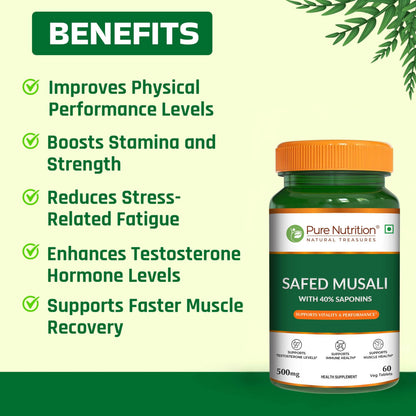 Pure Nutrition Safed Musli – 60 Veg Tablets