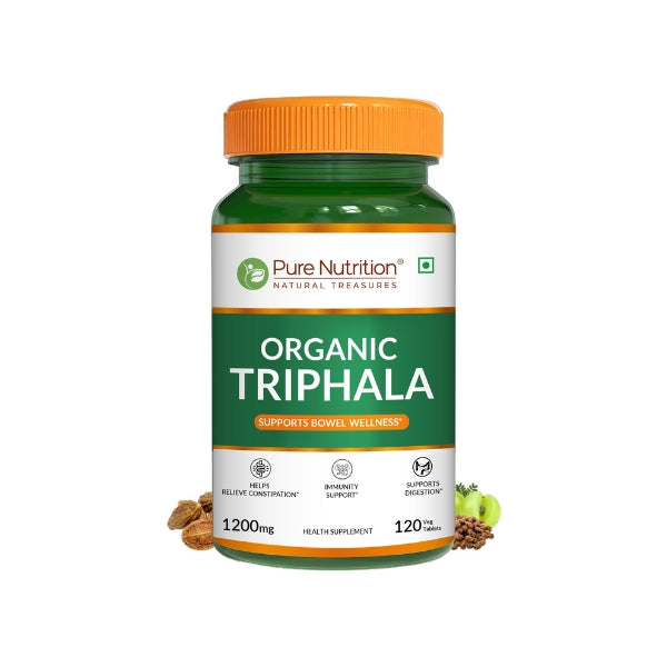Organic Triphala 1200mg | Amla, Haritaki & Bibhitaki | Herbal Wellness Supplement | 120 Vegetarian Tablets