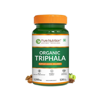 Organic Triphala 1200mg | Amla, Haritaki & Bibhitaki | Herbal Wellness Supplement | 120 Vegetarian Tablets