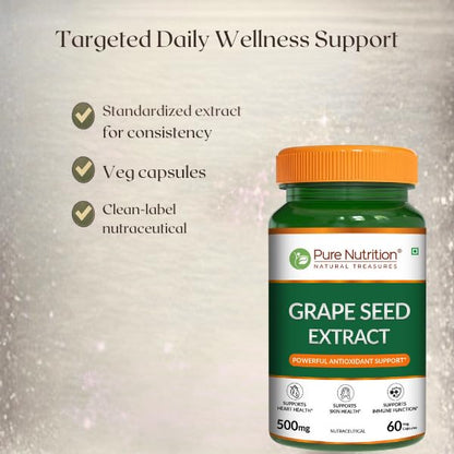 Grape Seed Extract 500mg  95% Polyphenols | Antioxidant & Vascular Health
