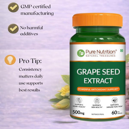 Grape Seed Extract 500mg  95% Polyphenols | Antioxidant & Vascular Health