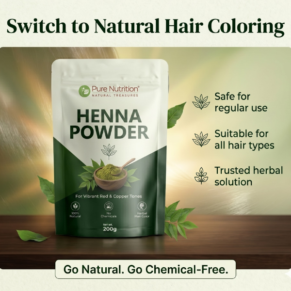 Pure Nutrition Henna Powder for Natural Hair Coloring | Herbal Hair Care