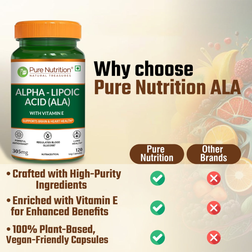 Alpha Lipoic Acid (ALA) 300 mg with Vitamin E | 120 Veg Capsules