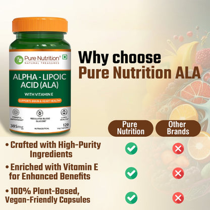 Alpha Lipoic Acid (ALA) 300 mg with Vitamin E | 120 Veg Capsules