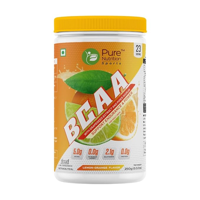 BCAA with Grapeseed Extract & Piper Nigrum | Lemon Orange Flavour | 250g