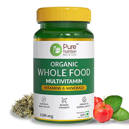 Organic Whole Food Multivitamin 1200mg for Immunity & Holistic Wellness - 60 Veg Tablets