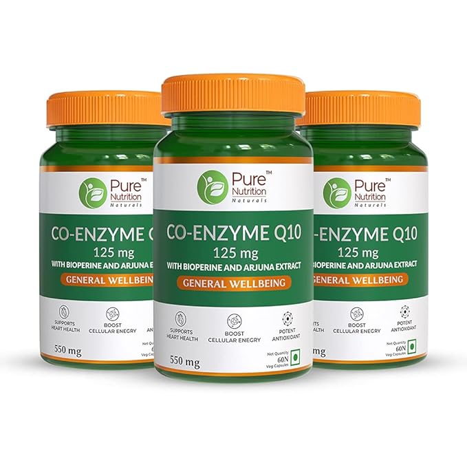 Pure Nutrition Co-Enzyme Q10 125 mg for Cellular Growth and Energy - (60 Tablets)