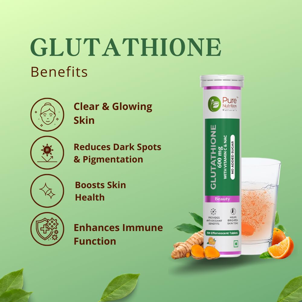 Glutathione 600mg with Vitamin C & Saffron | Skin Radiance, Glow & Pigmentation Reduction - 15 Effervescent Tabs